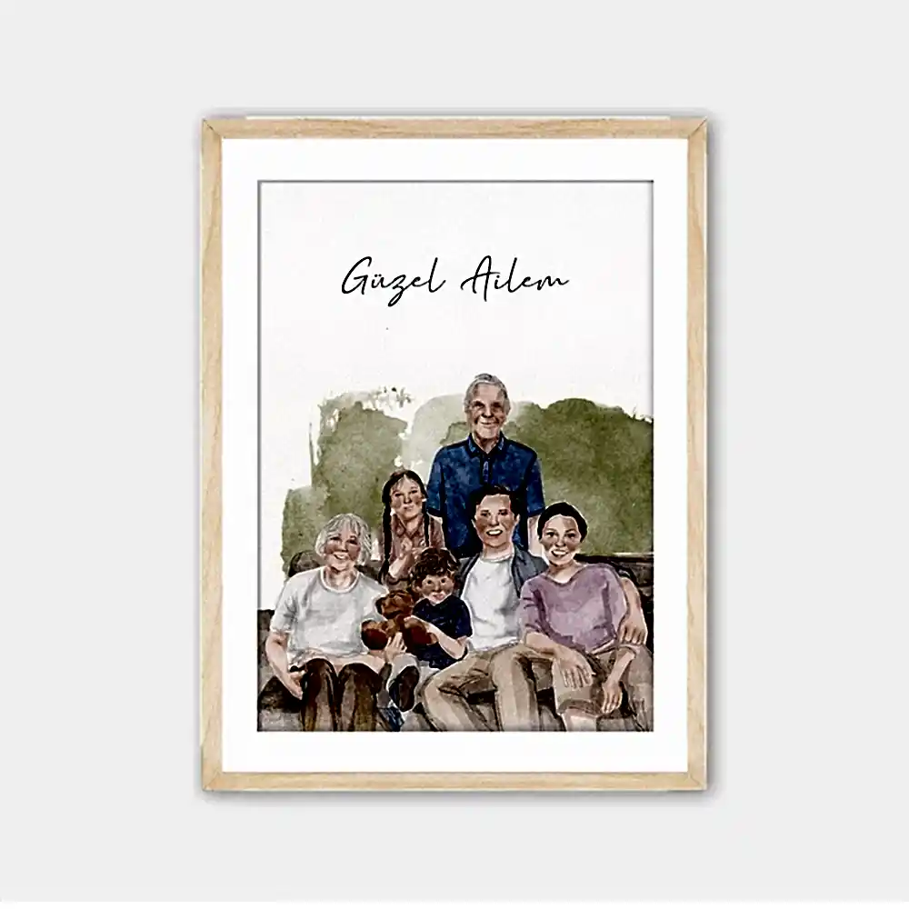 Evinizin en özel köşesini, ailenize ait el yapımı bir suluboya portreyle süsleyebiliriz 🏡